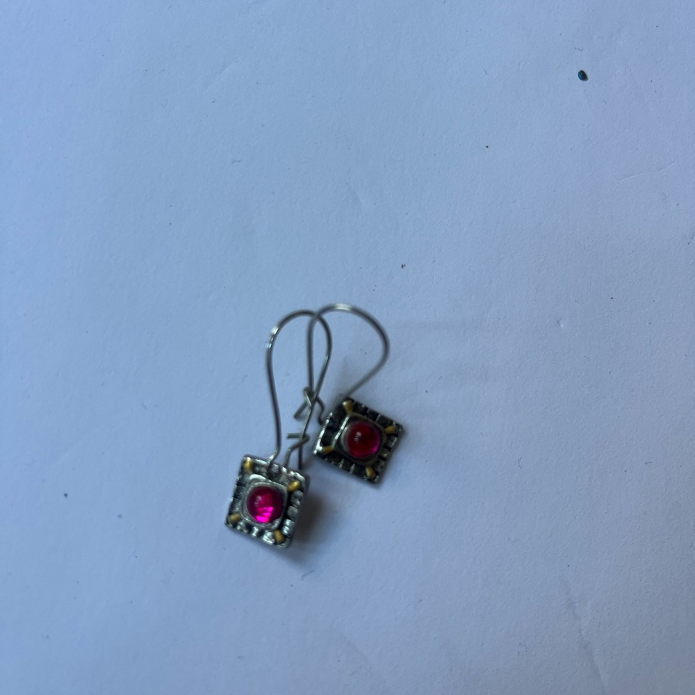 Chic Silver Earrings with Pink Accents